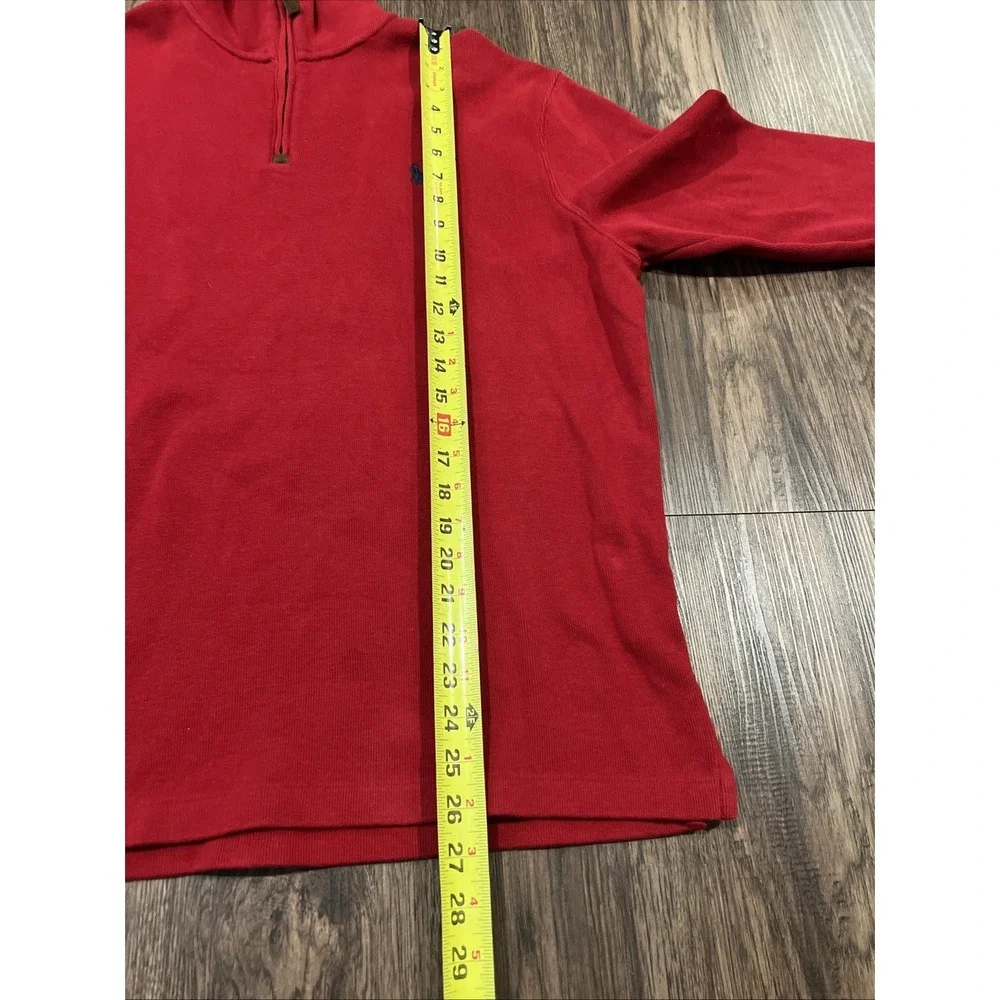 Polo Ralph Lauren Men's Red Quarter Zip Pullover Size Large 100% Cotton